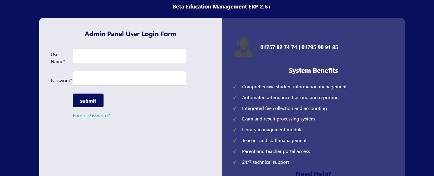 School ERP Dashboard
